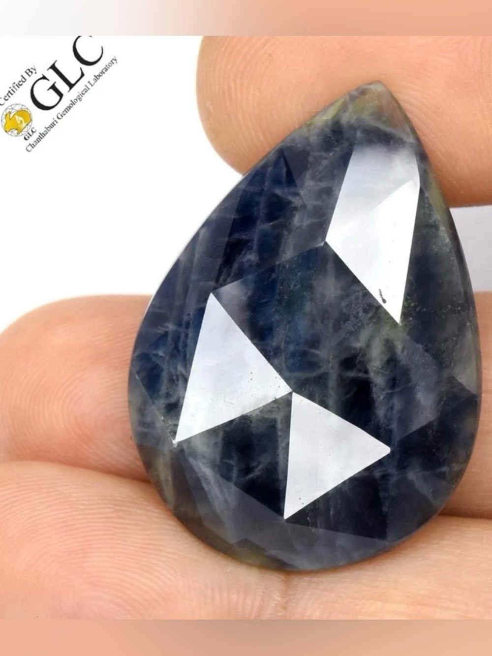 51ct Blue Sapphire‼️ BLUE Yellow Gray loose Pear Pendant necklace - Picture 3 of 16